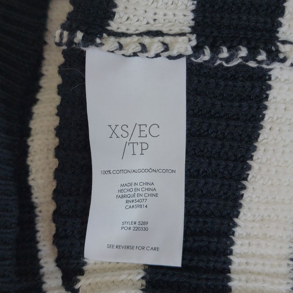 Cabi #5289 Whistle Black White Stripe Short Sleeve Knit Cardigan Sweater XS - Picture 11 of 11